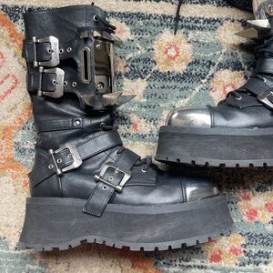 Gravedigger Goth Punk Heavy Metal Spiked Boots Rave Mens 9